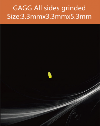 GAGG Ce scintillation crystal, GAGG Ce crystal, GAGG scintillator, Ce:Gd3Al2Ga3O12 crystal, 3.3x3.3x5.3mm,all sides grinded